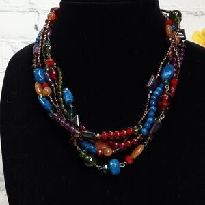 NWOT Just Jewelry (JJ) Set - Multi-Strand Necklace, Bracelet, Ring Multi-Colored